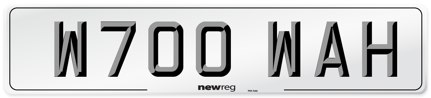 W700 WAH Number Plate from New Reg
